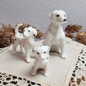 Vintage Dalmatian Dog‎ Figurines Ceramic Trio Cute Puppy Collectible Decor